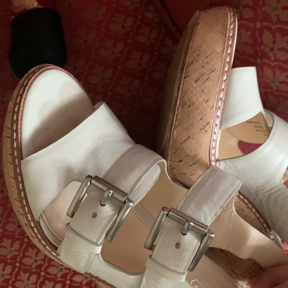 Coach Leather and Buckle Cork Heels - Picture 2 of 5
